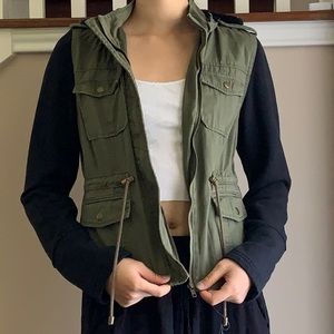 Heavy duty Sebby cargo army green hoodie jacket